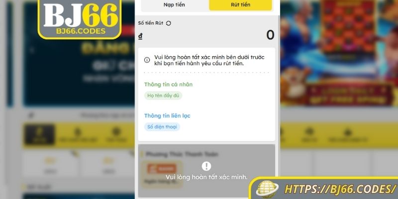 Nạp Rút Tiền BJ66 2 Các bước giao dịch nạp tiền tại BJ66